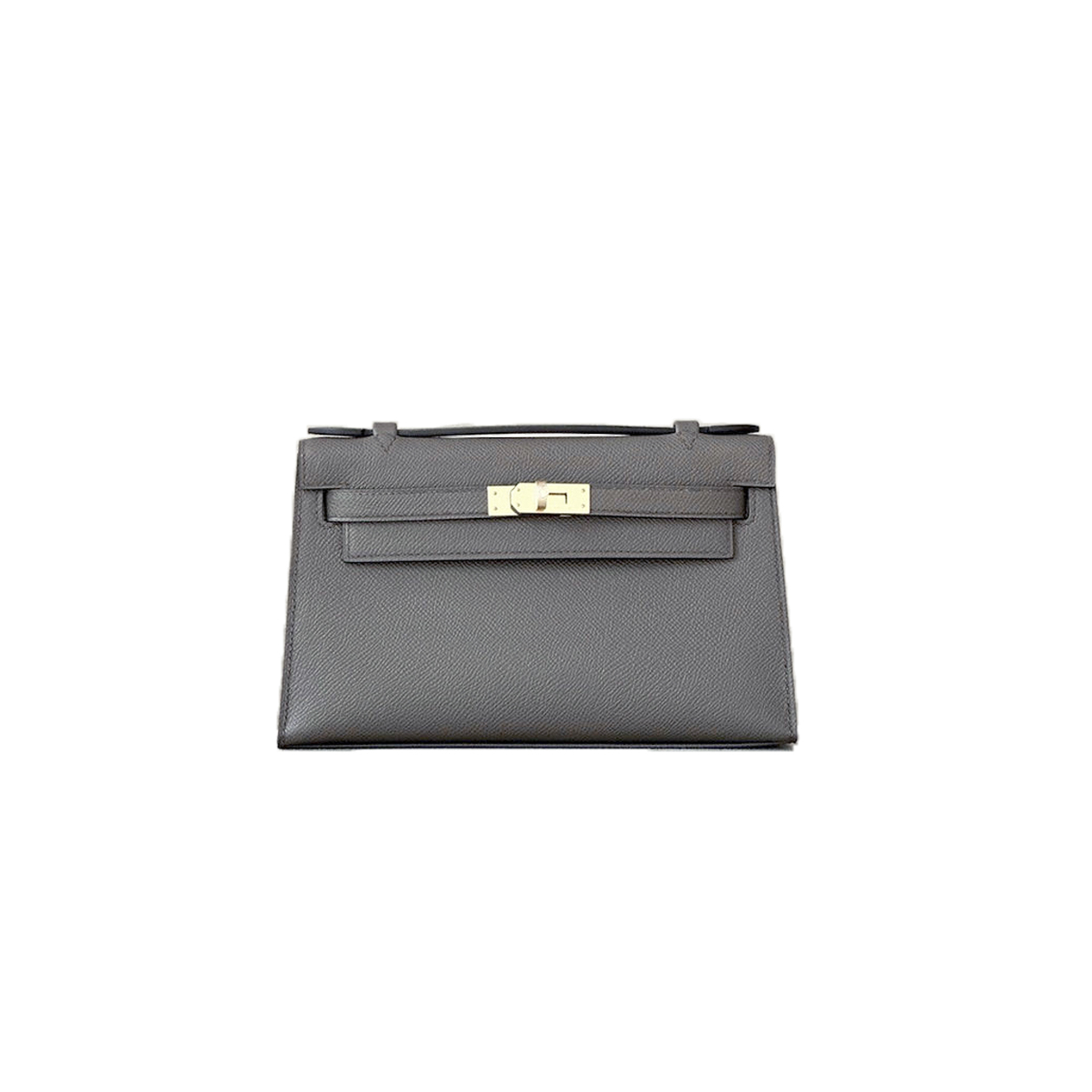 HERMES MASTER MINI KELLY FIRST GENERATION EPSOM PEWTER GRAY GOLD BUCKLE (22*14*7cm) 